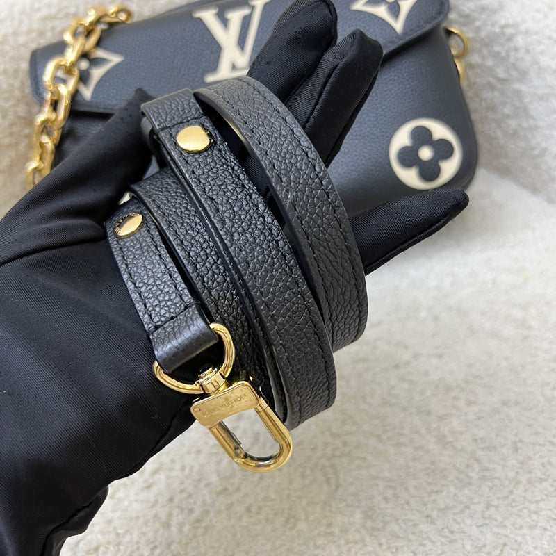 LV Pochette Metis East West in Black and Creme Giant Monogram Empreinte Leather and GHW (Model: M46596)