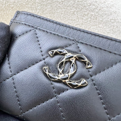 Chanel Seasonal Flat Card Holder in Black Lambskin and LGHW