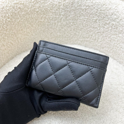 Chanel Seasonal Flat Card Holder in Black Lambskin and LGHW
