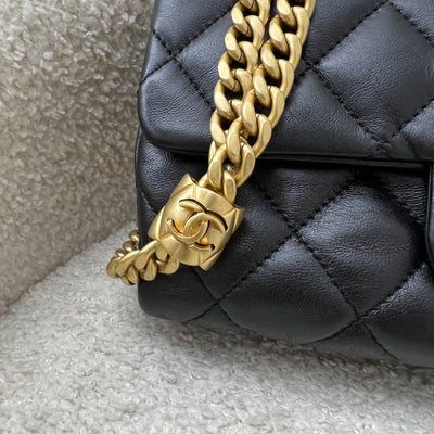 Chanel 22K Small Flap with Adjustable Chain in Black Lambskin and AGHW