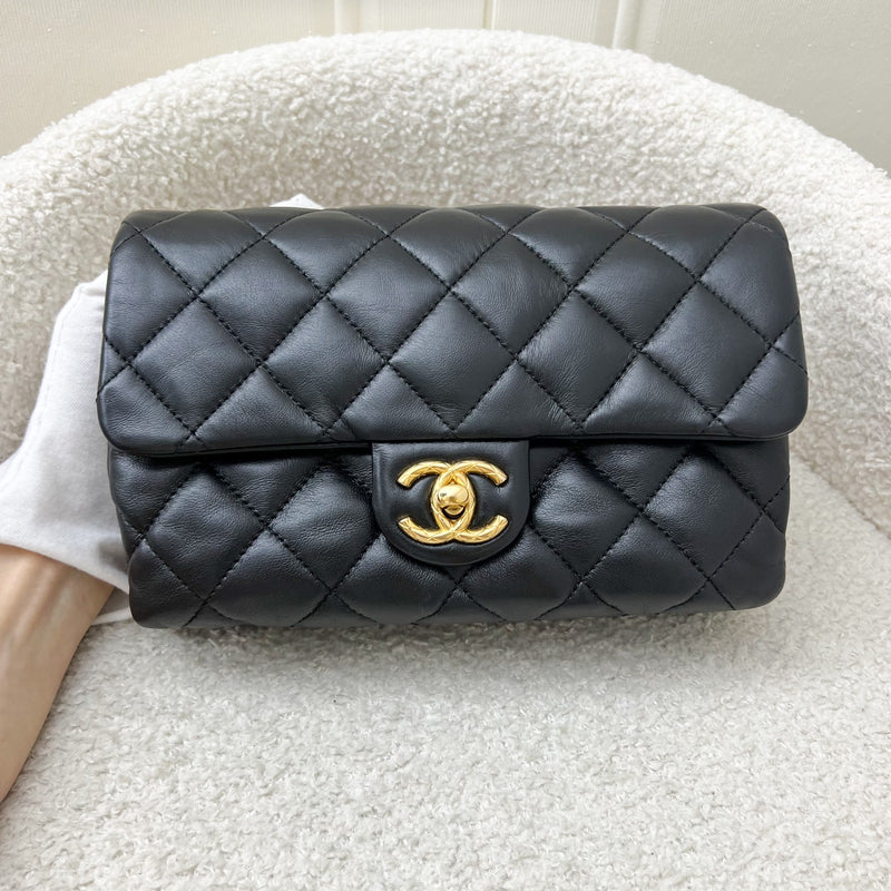 Chanel 22K Small Flap with Adjustable Chain in Black Lambskin and AGHW