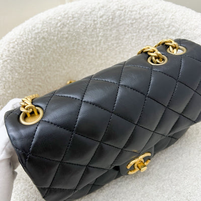 Chanel 22K Small Flap with Adjustable Chain in Black Lambskin and AGHW