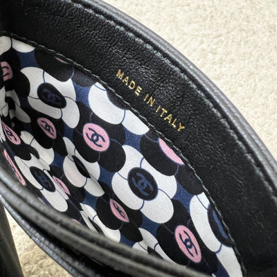 Chanel Seasonal Flat Card Holder in Black Lambskin and LGHW