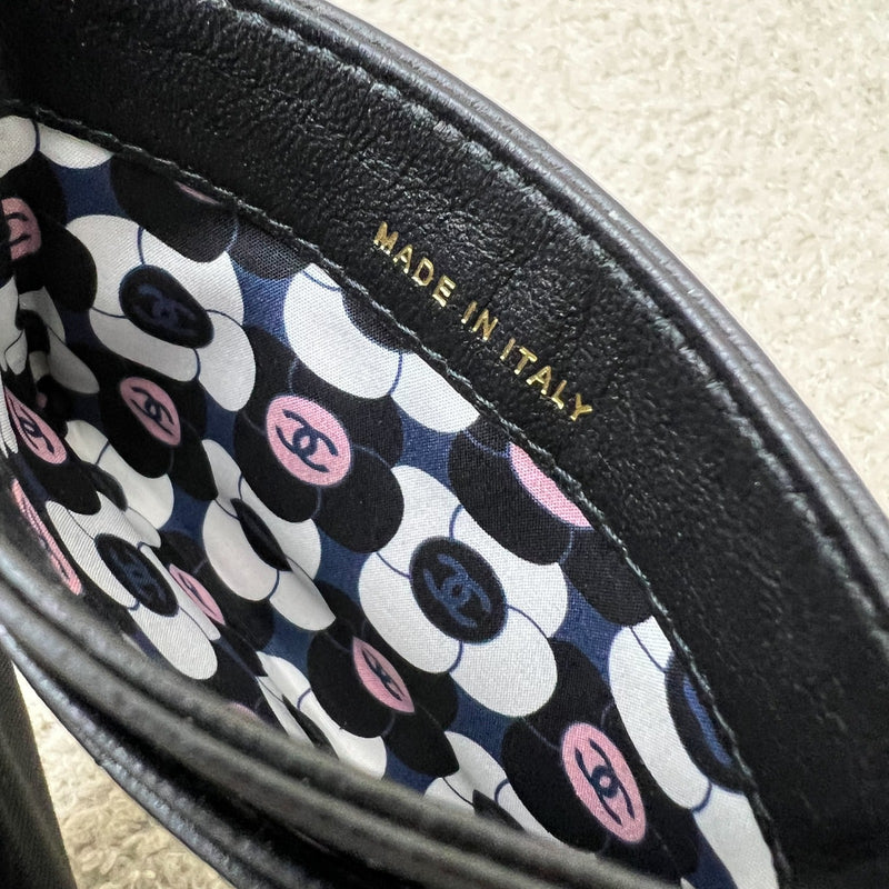 Chanel Seasonal Flat Card Holder in Black Lambskin and LGHW