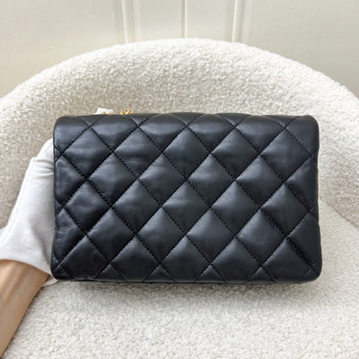 Chanel 22K Small Flap with Adjustable Chain in Black Lambskin and AGHW