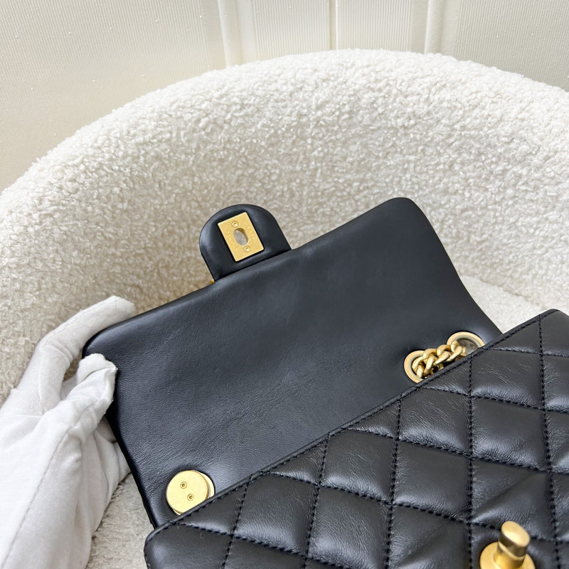 Chanel 22K Small Flap with Adjustable Chain in Black Lambskin and AGHW