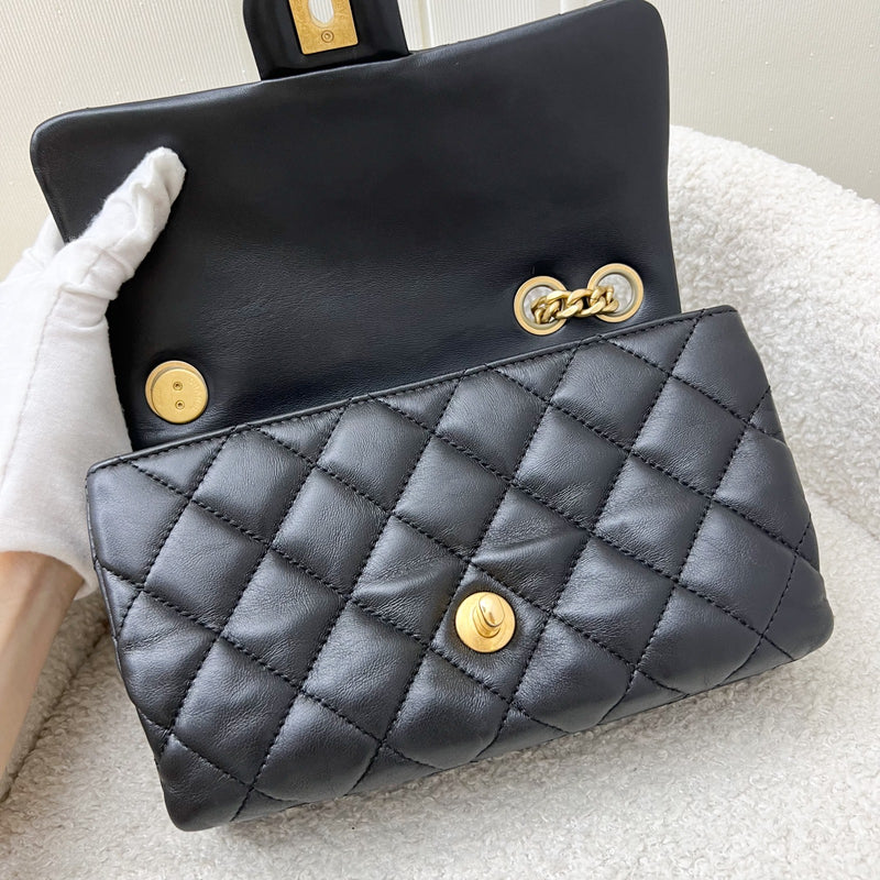 Chanel 22K Small Flap with Adjustable Chain in Black Lambskin and AGHW