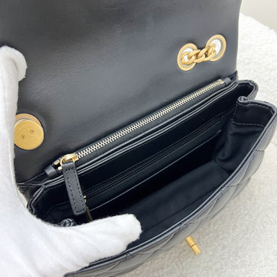 Chanel 22K Small Flap with Adjustable Chain in Black Lambskin and AGHW