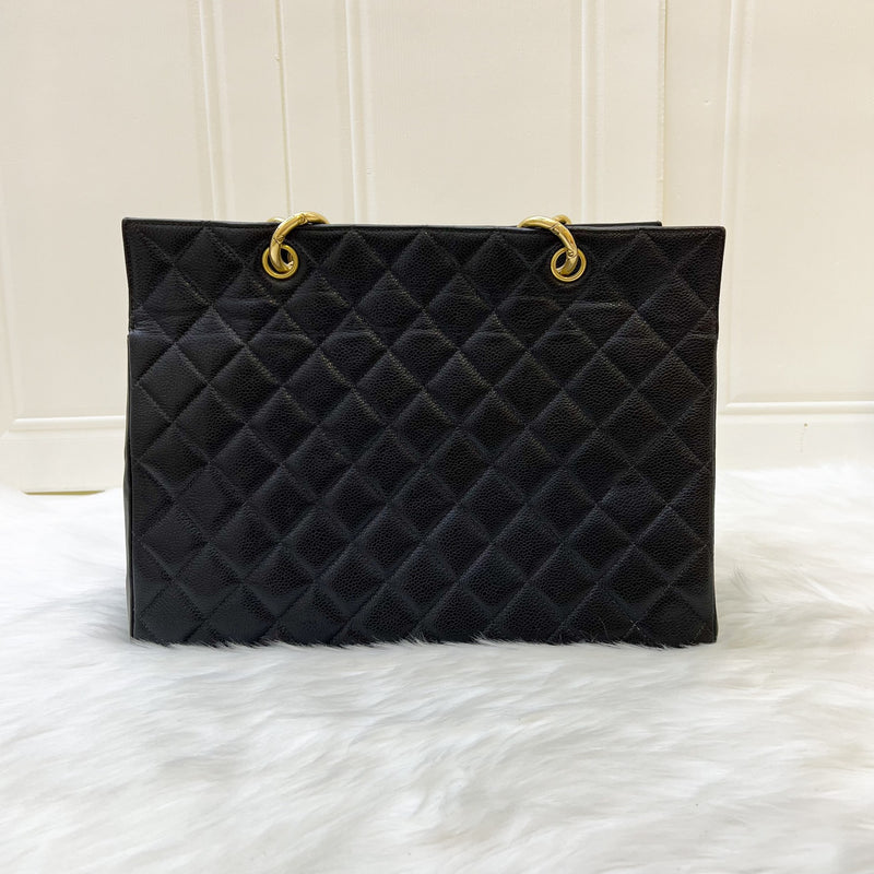 Chanel Vintage Grand Shopping Tote in Black Caviar and GHW