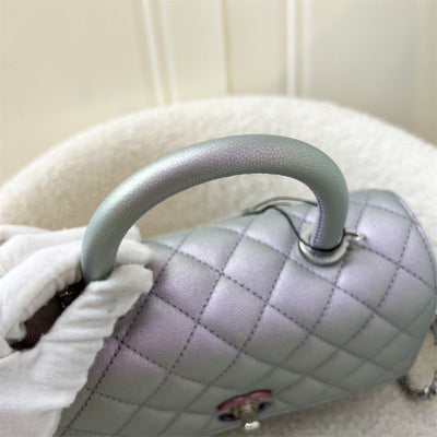 Chanel Small 24cm Coco Handle Flap in 21K Iridescent Purple Caviar, Ombre Turnlock and LGHW