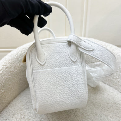 Hermes Mini Lindy II in New White Clemence Leather and GHW