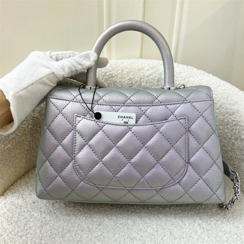 Chanel Small 24cm Coco Handle Flap in 21K Iridescent Purple Caviar, Ombre Turnlock and LGHW