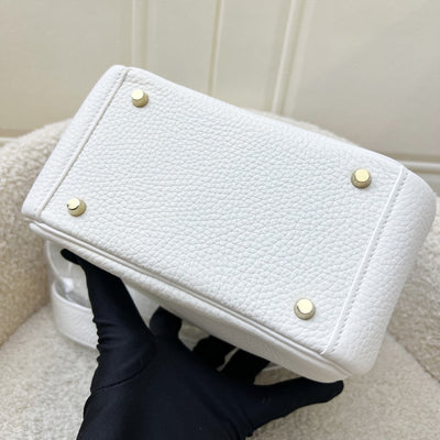 Hermes Mini Lindy II in New White Clemence Leather and GHW