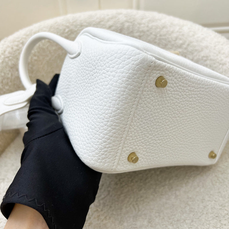 Hermes Mini Lindy II in New White Clemence Leather and GHW