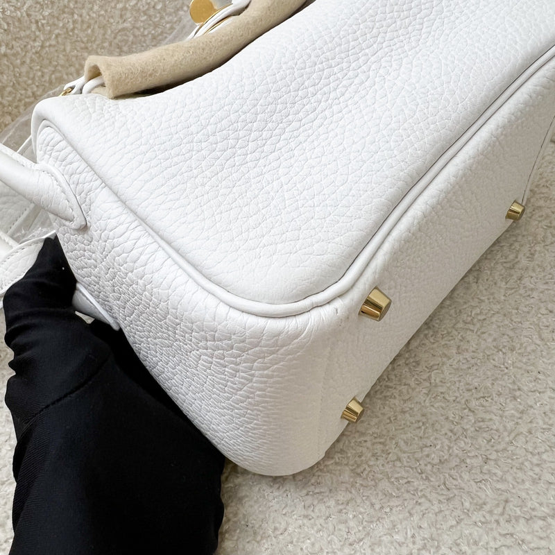 Hermes Mini Lindy II in New White Clemence Leather and GHW