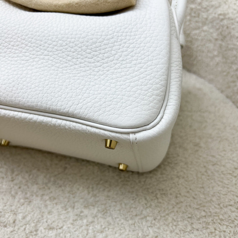 Hermes Mini Lindy II in New White Clemence Leather and GHW