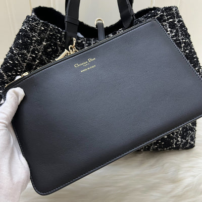 Dior Large Toujours Bag in Black Cannage Tweed