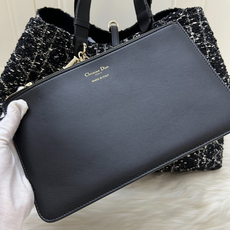 Dior Large Toujours Bag in Black Cannage Tweed