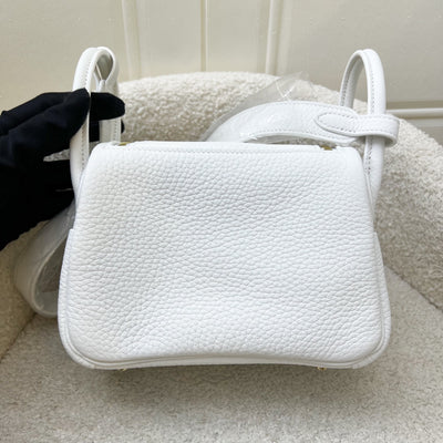 Hermes Mini Lindy II in New White Clemence Leather and GHW