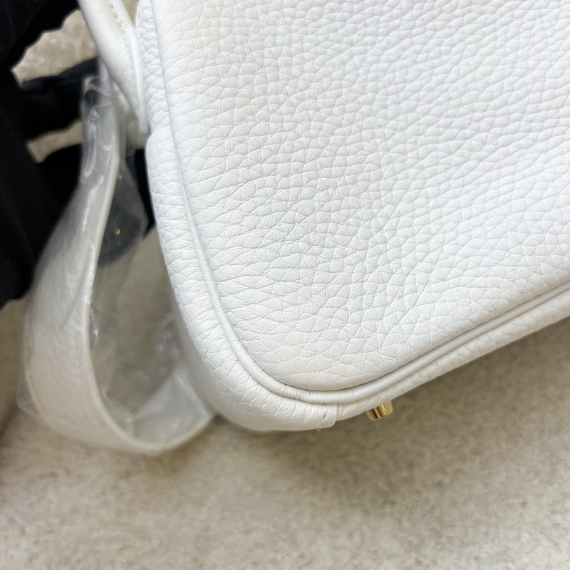 Hermes Mini Lindy II in New White Clemence Leather and GHW