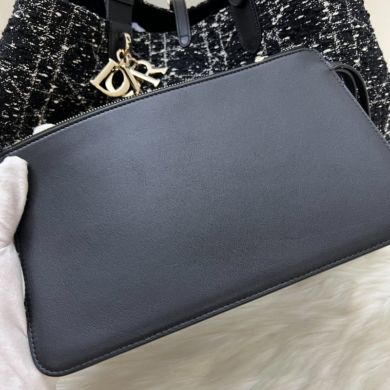 Dior Large Toujours Bag in Black Cannage Tweed