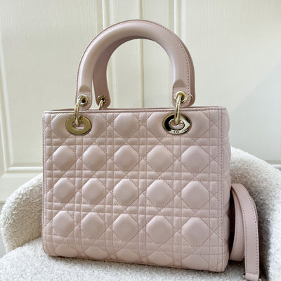 Dior Medium Lady Dior in Light Pink Lambskin and LGHW