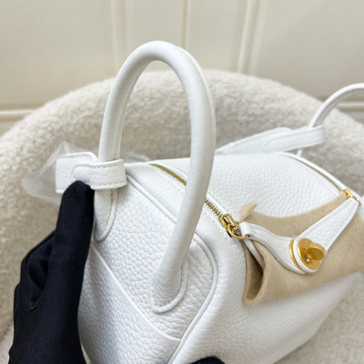 Hermes Mini Lindy II in New White Clemence Leather and GHW