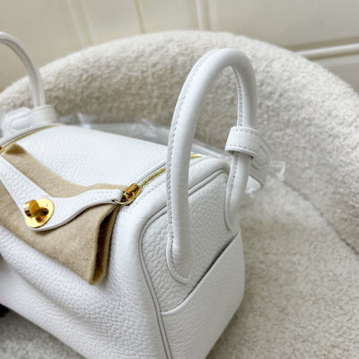 Hermes Mini Lindy II in New White Clemence Leather and GHW