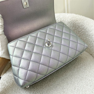 Chanel Small 24cm Coco Handle Flap in 21K Iridescent Purple Caviar, Ombre Turnlock and LGHW