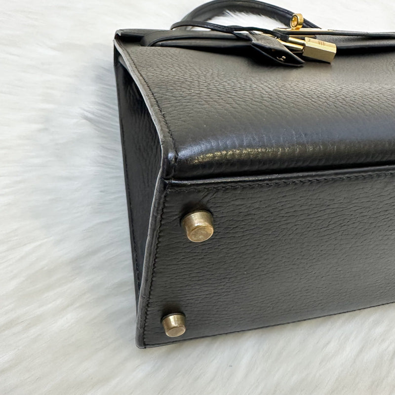 Hermes Kelly 32 Sellier in Black Noir Ardennes Leather and GHW