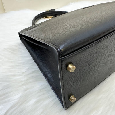 Hermes Kelly 32 Sellier in Black Noir Ardennes Leather and GHW