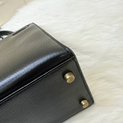 Hermes Kelly 32 Sellier in Black Noir Ardennes Leather and GHW