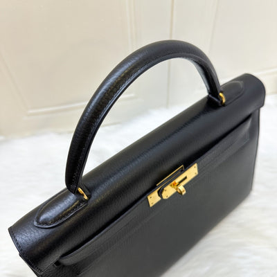 Hermes Kelly 32 Sellier in Black Noir Ardennes Leather and GHW