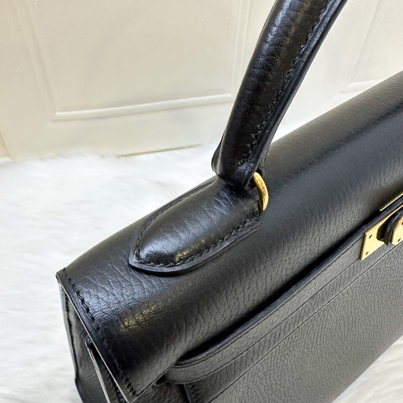 Hermes Kelly 32 Sellier in Black Noir Ardennes Leather and GHW