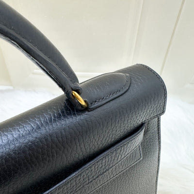 Hermes Kelly 32 Sellier in Black Noir Ardennes Leather and GHW