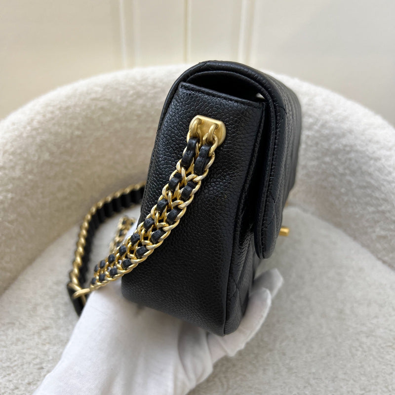 Chanel 21A Medallion Small Flap in Black Caviar and AGHW (Model: AS2528)