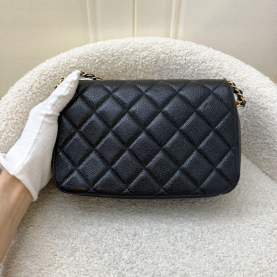 Chanel 21A Medallion Small Flap in Black Caviar and AGHW (Model: AS2528)