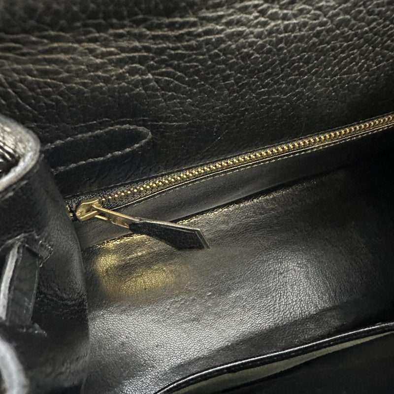 Hermes Kelly 32 Sellier in Black Noir Ardennes Leather and GHW