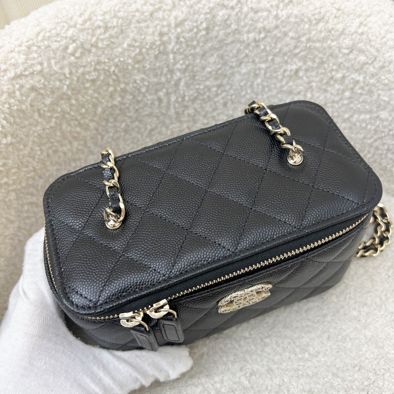 Chanel 25P Crystals Logo Vanity in Black Caviar and LGHW