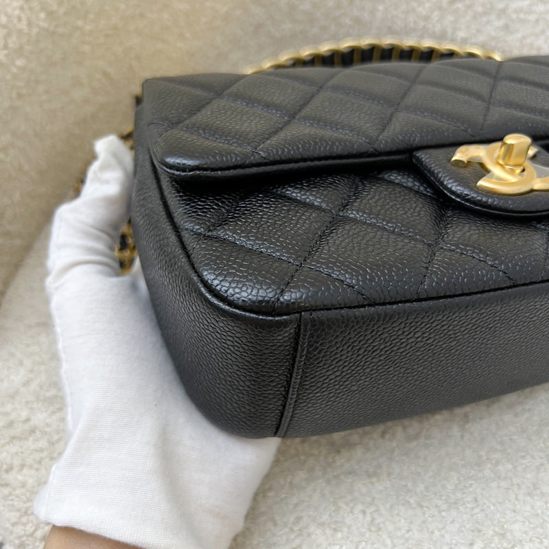 Chanel 21A Medallion Small Flap in Black Caviar and AGHW (Model: AS2528)