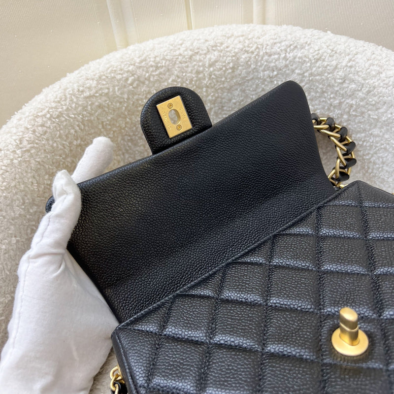 Chanel 21A Medallion Small Flap in Black Caviar and AGHW (Model: AS2528)