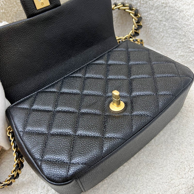 Chanel 21A Medallion Small Flap in Black Caviar and AGHW (Model: AS2528)