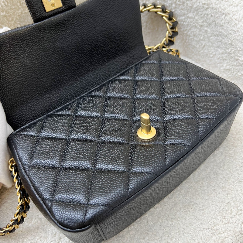 Chanel 21A Medallion Small Flap in Black Caviar and AGHW (Model: AS2528)