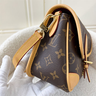 LV Diane in Monogram Canvas GHW with Fuchsia Pink Strap