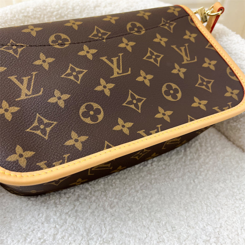 LV Diane in Monogram Canvas GHW with Fuchsia Pink Strap