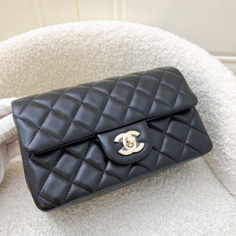 Chanel Classic Mini Rectangle Flap in Black Lambskin and LGHW