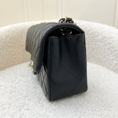 Chanel Classic Mini Rectangle Flap in Black Lambskin and LGHW