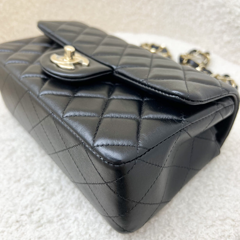 Chanel Classic Mini Rectangle Flap in Black Lambskin and LGHW