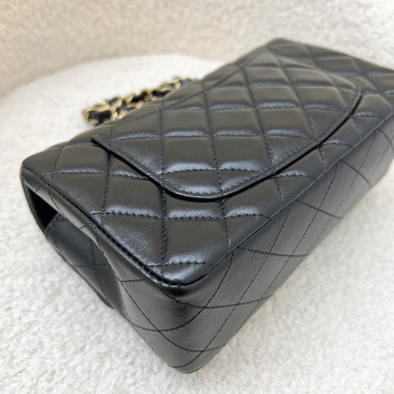 Chanel Classic Mini Rectangle Flap in Black Lambskin and LGHW