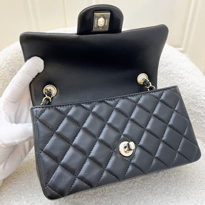 Chanel Classic Mini Rectangle Flap in Black Lambskin and LGHW